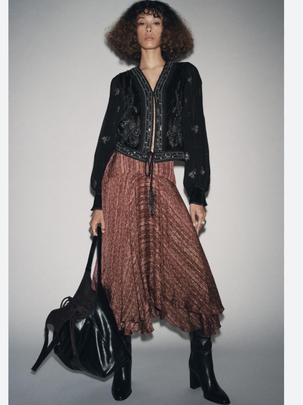 ZARA PRINTED MIDI SKIRT